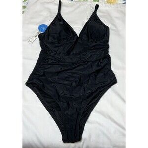 CUPSHE Women's Swimsuit Bathing Suit 1-Piece Black Size Large NWT